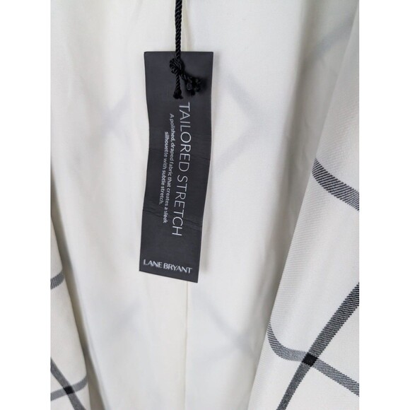 Lane Bryant Blazer Womens 28 White Black Windowpane Open Front Draped Mb - Picture 3 of 9